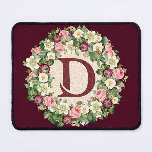 Item preview, Monogramed Initial Letter D Roses Peonies Flower Pattern designed and sold by MintaApparel.