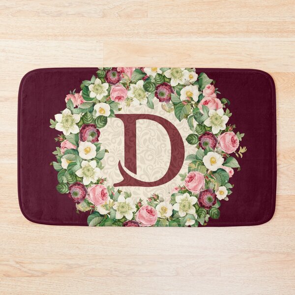 Item preview, Monogramed Initial Letter D Roses Peonies Flower Pattern designed and sold by MintaApparel.