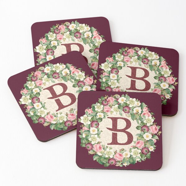 Item preview, Monogramed Initial Letter B Roses Peonies Flower Pattern designed and sold by MintaApparel.