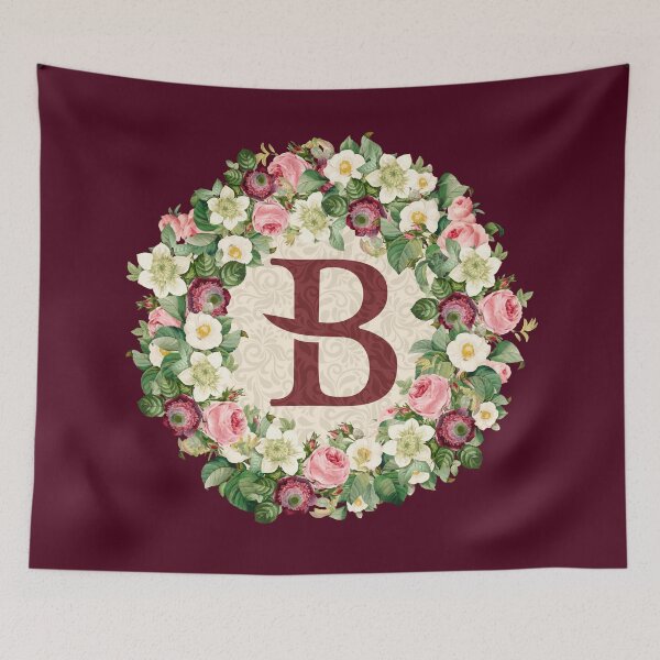 Item preview, Monogramed Initial Letter B Roses Peonies Flower Pattern designed and sold by MintaApparel.