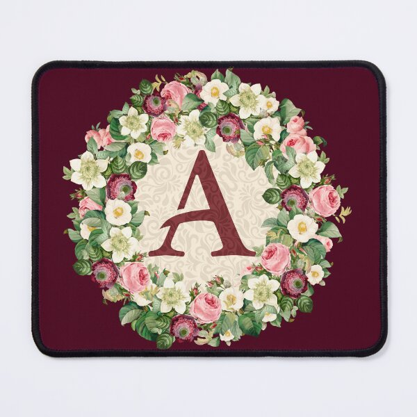 Item preview, Monogramed Initial Letter A Roses Peonies Flower Pattern designed and sold by MintaApparel.