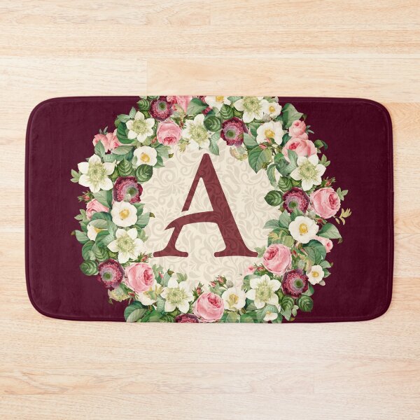 Item preview, Monogramed Initial Letter A Roses Peonies Flower Pattern designed and sold by MintaApparel.