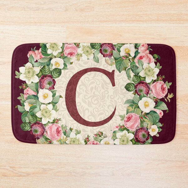 Item preview, Monogramed Initial Letter C Roses Peonies Flower Pattern designed and sold by MintaApparel.