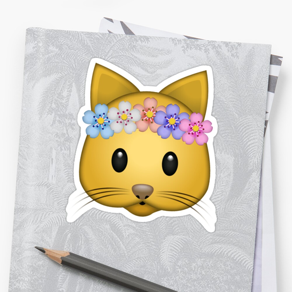 Cat Flower Crown Secret Emoji Funny Internet Meme Stickers By