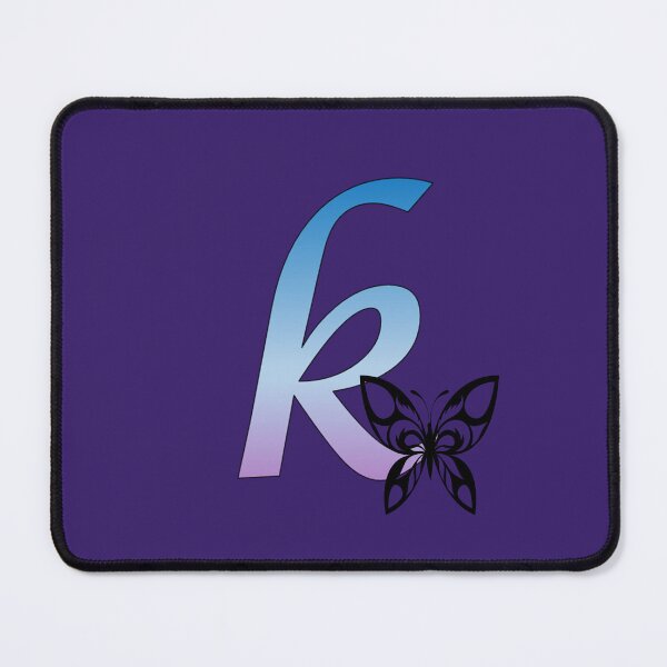 Item preview, Butterfly Silhouette on Monogram Lower Case k Gradient Blue Purple designed and sold by AliCatOriginals.