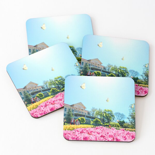 Item preview, FLORA #27 - A Sea of Pink and Yellow Tulips Overflown by Butterflies designed and sold by DEL-Productions.