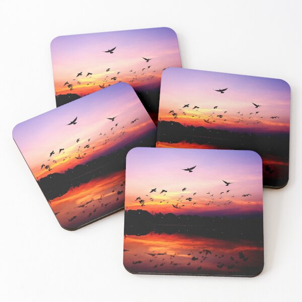 Item preview, WATERSCAPES #27 - Flock of Birds Reflected on Sunset Lake designed and sold by DEL-Productions.