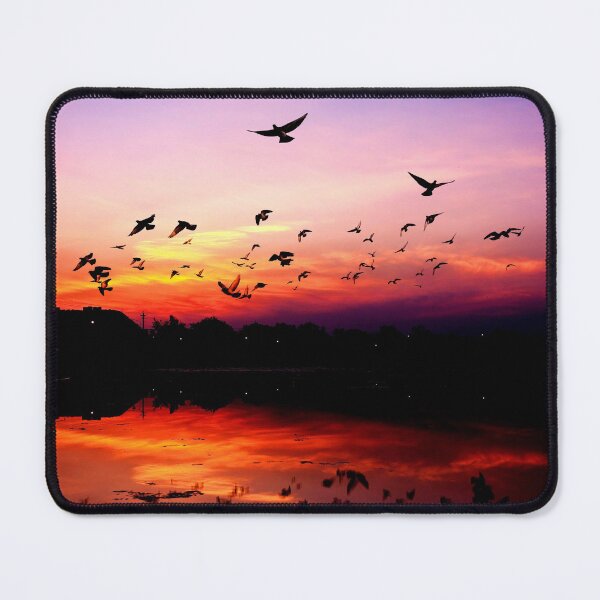 Item preview, WATERSCAPES #27 - Flock of Birds Reflected on Sunset Lake designed and sold by DEL-Productions.