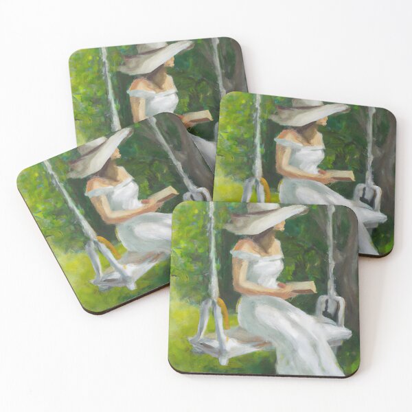 Item preview, Girl Reading on Garden Swing designed and sold by priddypaintings.