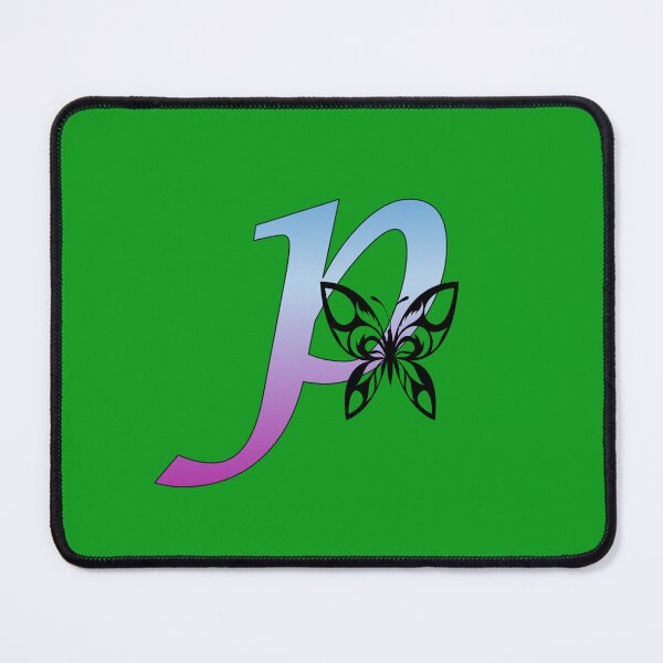 Item preview, Butterfly Silhouette on Monogram Lower Case p Gradient Blue Purple designed and sold by AliCatOriginals.