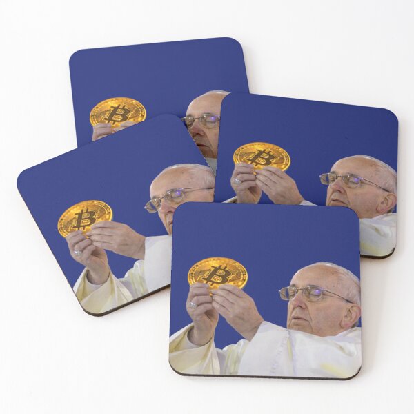 Item preview, Pope Holding Bitcoin Sticker designed and sold by Teetans.