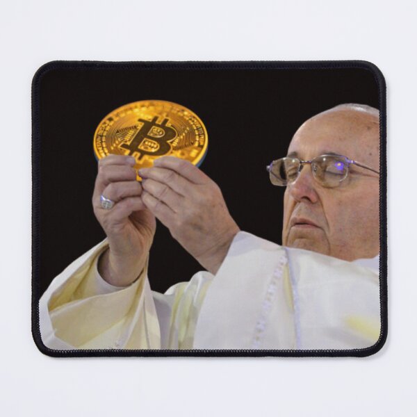 Item preview, Pope Holding Bitcoin Sticker designed and sold by Teetans.