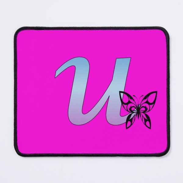 Item preview, Butterfly Silhouette on Monogram Lower Case u Gradient Blue Purple designed and sold by AliCatOriginals.