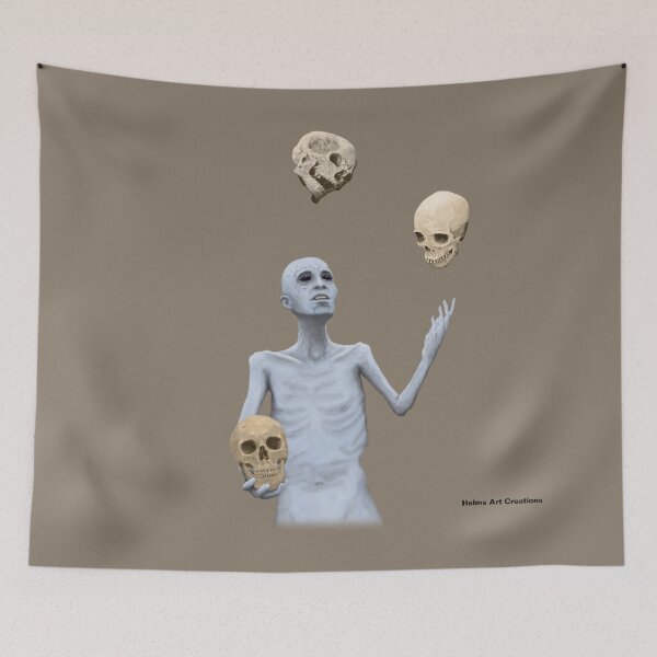 Item preview, Skeletal Creature Juggling Skulls Realistic Art designed and sold by HelmsArt.