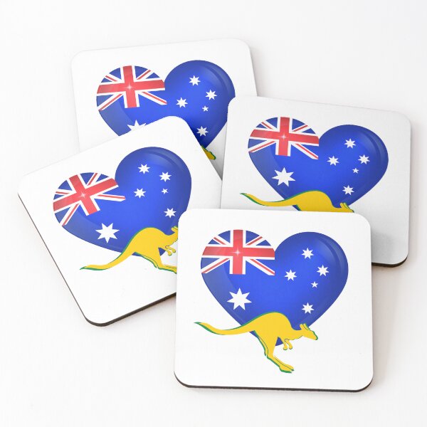 Item preview, Australia Aussie Heart Flag & Kangaroo Wallaby designed and sold by Down Downunder.