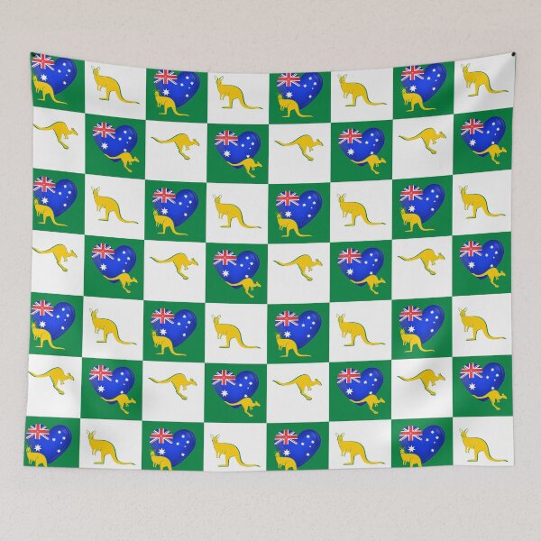 Item preview, Australia Aussie Heart Flag & Kangaroo Wallaby designed and sold by Down Downunder.