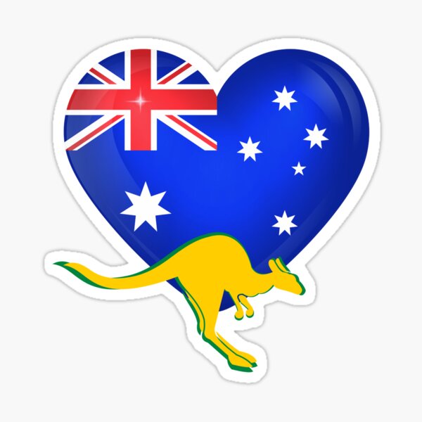 Item preview, Australia Aussie Heart Flag & Kangaroo Wallaby designed and sold by Down Downunder.