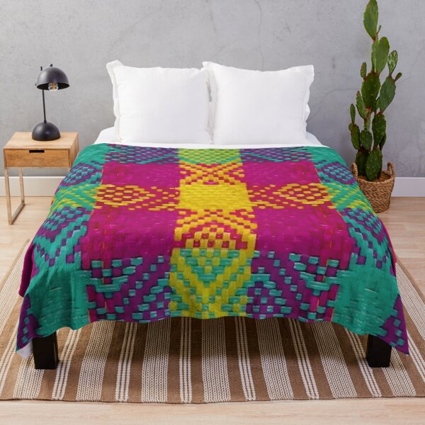 Item preview, Mexican authentic fabric boho chic house vibrant colors embroidery decoration woven textile designed and sold by T-Mex.