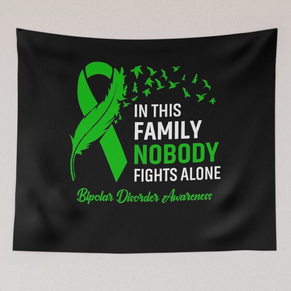 Item preview, In This Family Nobody Fights Alone Bipolar Disorder Awareness Feather Ribbon designed and sold by frechettee.