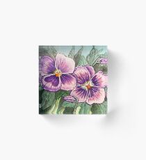 Pansy Painting Acrylic Block