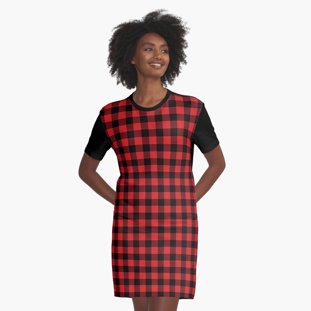 red and black buffalo check dress