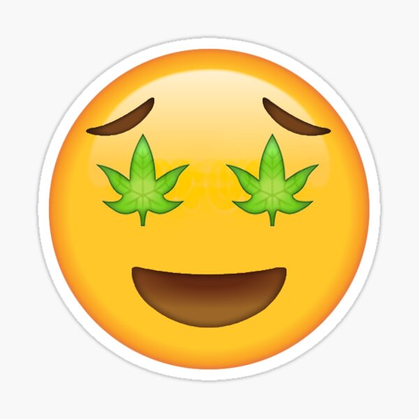 Pegatina «Weed Heart Eyes Secret Emoji divertido meme de de