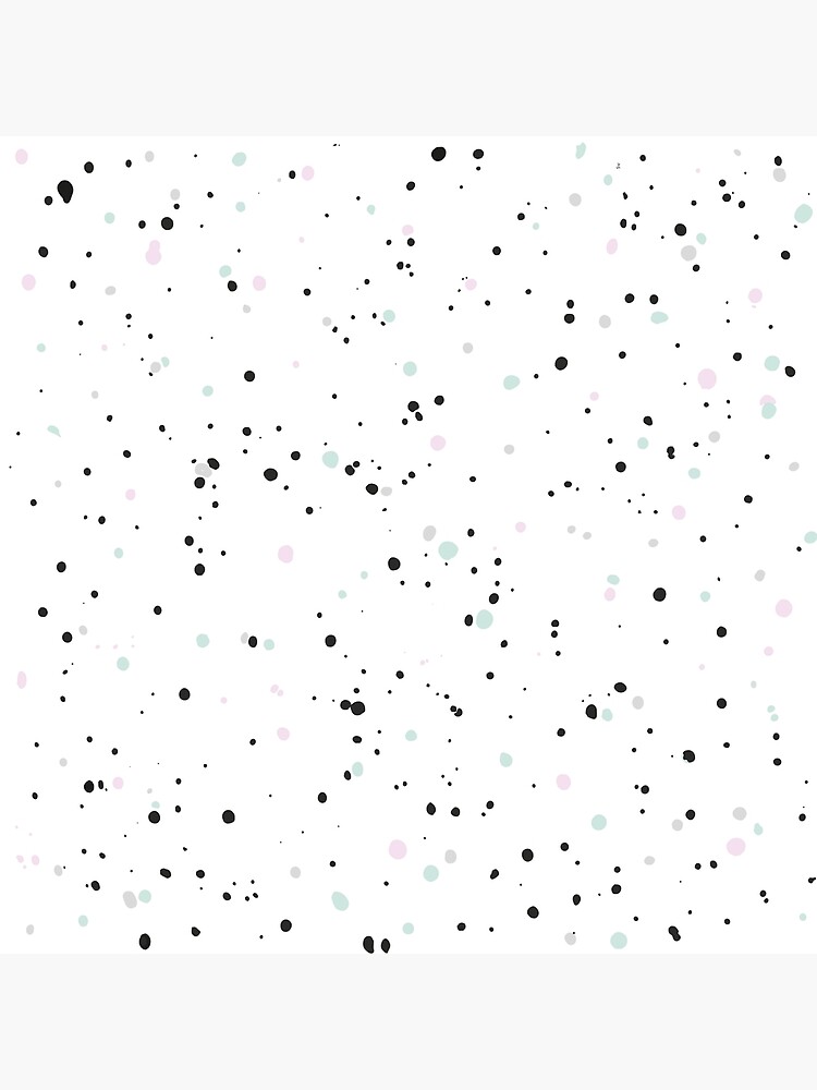Pastel Mint Green, Pink and Black Paint Dot Drops White Background Canvas  Print by 5mm Paper