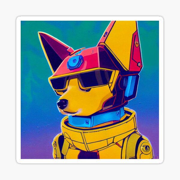 Corgi como un anime de los 80 Gundam Pegatina