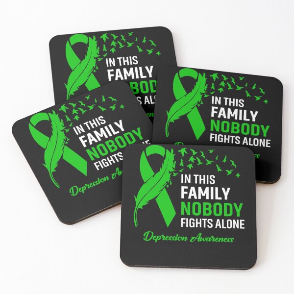 Item preview, In This Family Nobody Fights Alone Depression Awareness Feather Ribbon designed and sold by frechettee.