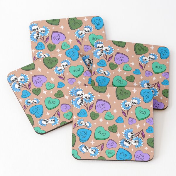 Item preview, Spooky candy hearts pattern - greens and blues designed and sold by Jesanns.