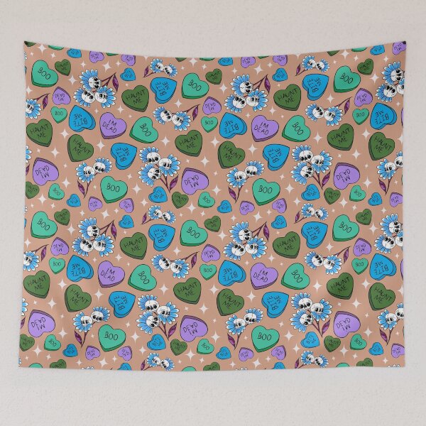 Item preview, Spooky candy hearts pattern - greens and blues designed and sold by Jesanns.