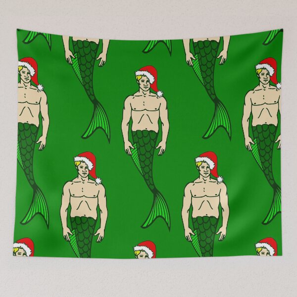 Item preview, santa blonde merman christmas mermaid  designed and sold by Gossip Rag.