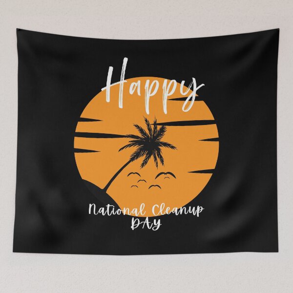 Item preview,  World national cleanup day, vibrant cool black white and orange illustration. designed and sold by Coolclassy.