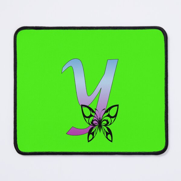 Item preview, Butterfly Silhouette on Monogram Lower Case y Gradient Blue Purple designed and sold by AliCatOriginals.