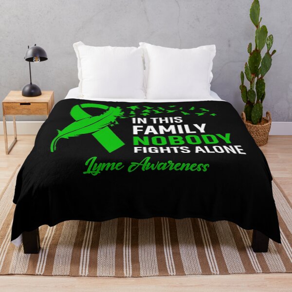 Item preview, In This Family Nobody Fights Alone Lyme Awareness Feather Ribbon designed and sold by frechettee.