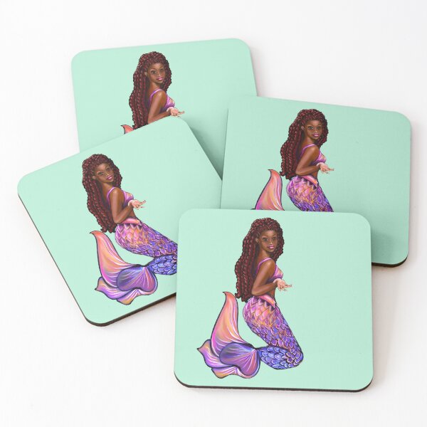 Item preview, mermaid with flowing red locs,   Afro hair and caramel brown skin. Black mermaid designed and sold by Artonmytee.