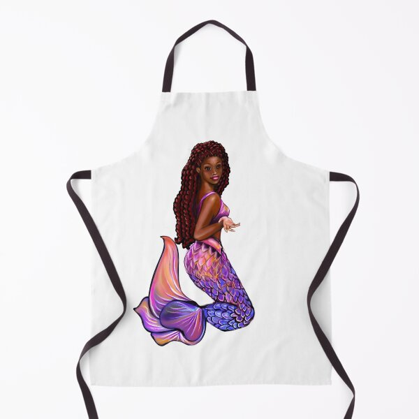 Item preview, mermaid with flowing red locs, Afro hair and caramel brown skin. Black mermaid designed and sold by Artonmytee.