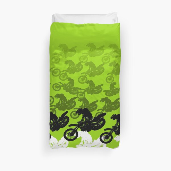Graphiques de course de motocross verts Housse de couette