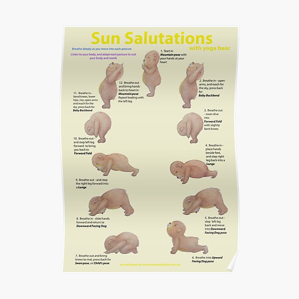 Sun Salutations with Yoga Sun Bear Poster