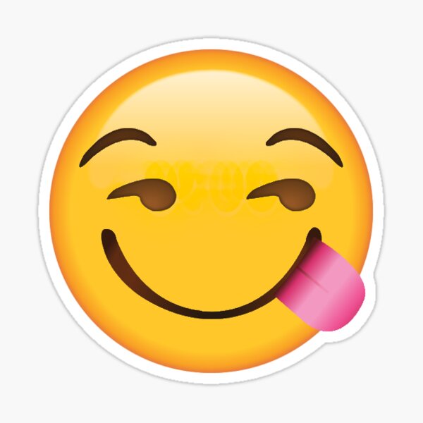 smirk-tongue-out-secret-emoji-funny-internet-meme-sticker-for-sale