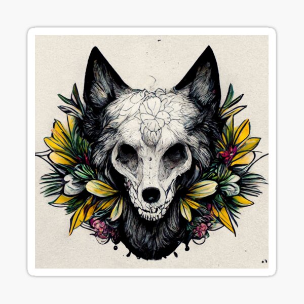 Wolf Skull Tattoo Stickers for Sale | Redbubble Wolf Skull Tattoo Stickers for Sale | Redbubble