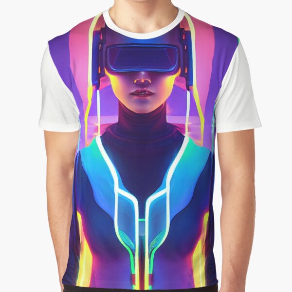 Cyberpunk Simulation VR Player - AI Generated Art | Graphic T-Shirt