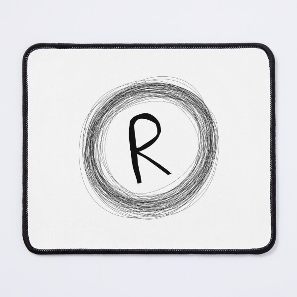 Item preview, black circle framed R initial monogram designed and sold by Words-Artist.