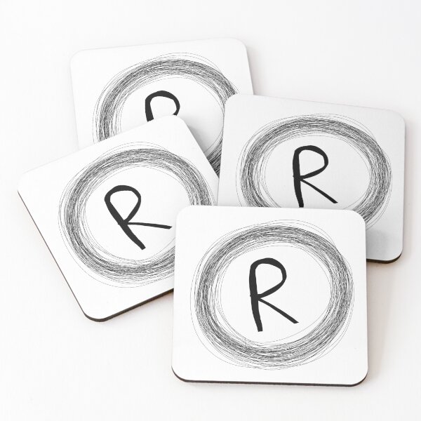 Item preview, black circle framed R initial monogram designed and sold by Words-Artist.