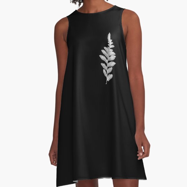 Gray and White Fern - Fern Photo A-Line Dress
