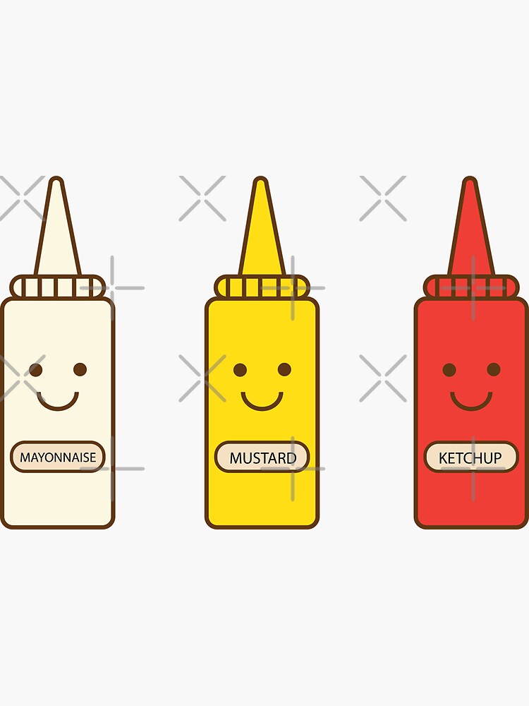 "Mustard mayonnaise ketchup sauce bottles" Sticker for Sale by