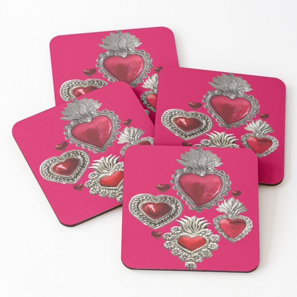 Item preview, Mexican milagrito vibrant red sacred heart silver oaxaca folk art elegant seamless pattern designed and sold by T-Mex.