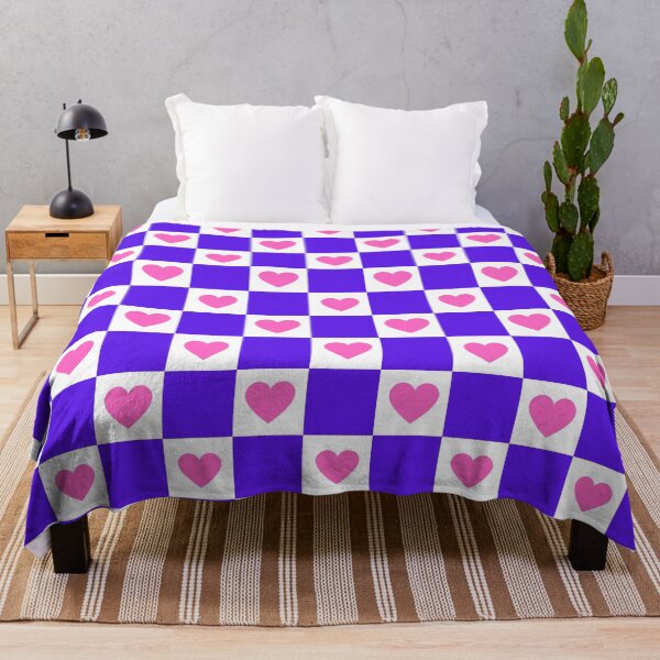Item preview, Heart Hearts Pink Purple Grid Checkerboard Pattern designed and sold by Draculaura2009.