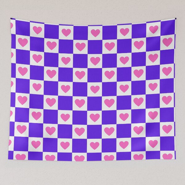 Item preview, Heart Hearts Pink Purple Grid Checkerboard Pattern designed and sold by Draculaura2009.