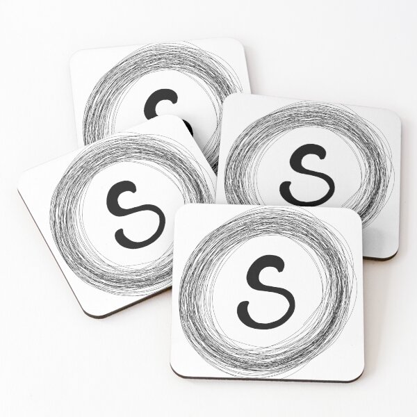 Item preview, Black circle framed S initial monogram designed and sold by Words-Artist.